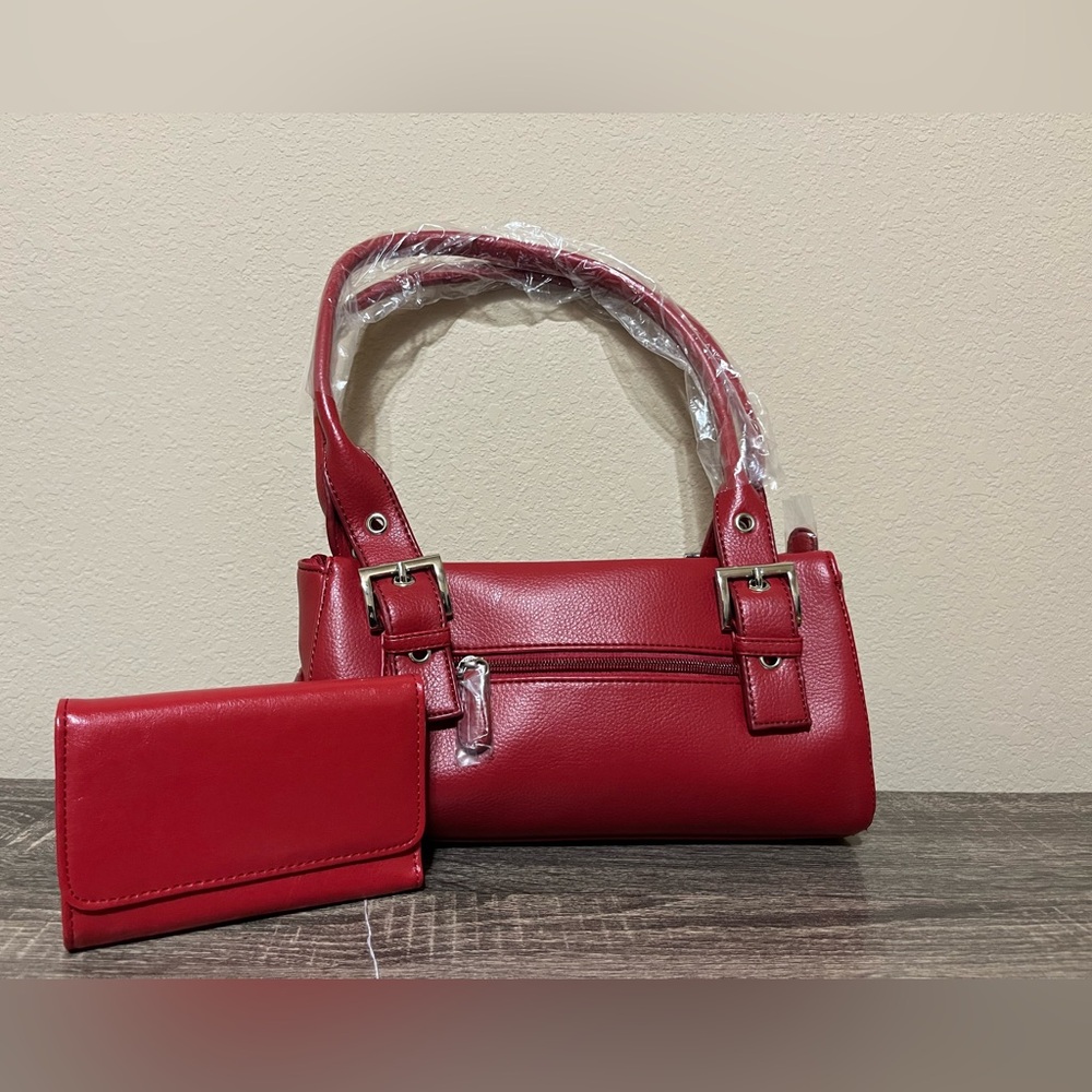 Red Shoulder Bag and Wallet Set